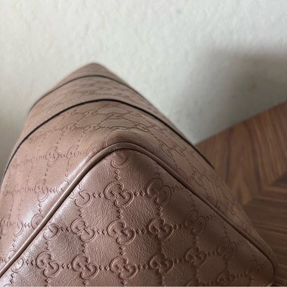 Gucci Gg Monogram Leather Boston Bag Pink Beige - Picture 6 of 16